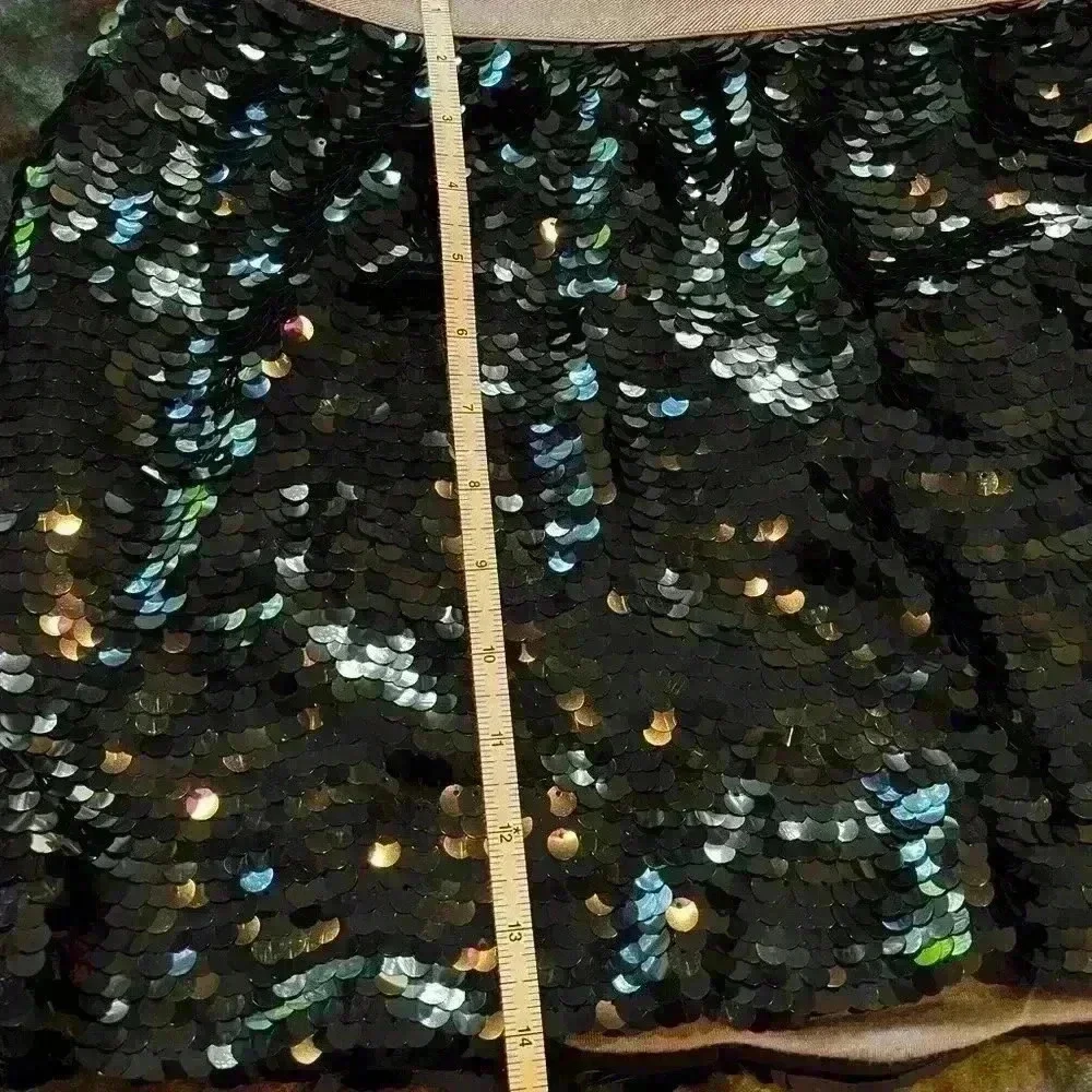Poof Couture Black Sequin Mini Skirt Ladies Size Medium NWT Holiday Perfect - Picture 6 of 8